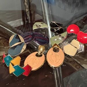 Elegant Gold and Multicolor Enamel Earrings Set